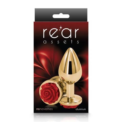 Rear Assets Gold Red Rose Butt Plug Medium Sex Toys At Adult Empire