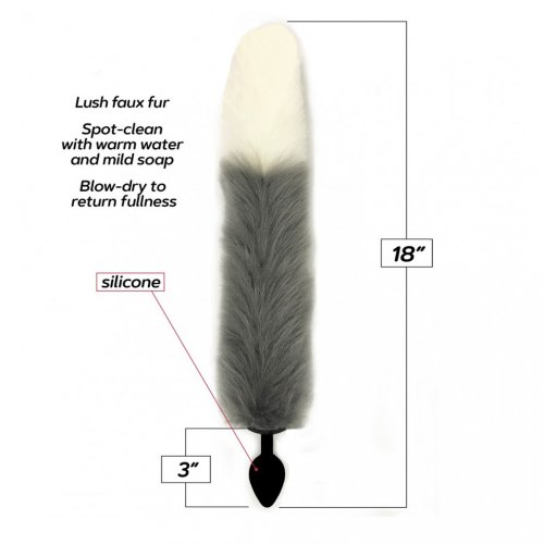 Foxy Silicone Fox Tail Butt Plug Silver Sex Toys At Adult Empire