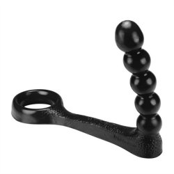 Oxballs Knobs Ass Lock Beaded Probe With Cockring - Black Sex Toy Oxballs Knobs Ass Lock Beaded Probe With Cockring - Black Sex Toy