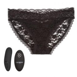 Remote Control Black Lace Vibrating Panty Set - S/M.