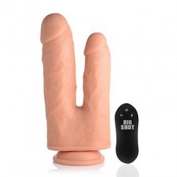 Curve Novelties Big Shot 8' Vibrating Silicone Double Dong With Remote Control - Vanilla.