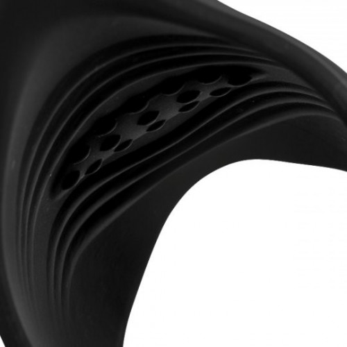 Trinity 10x Pleasure Stroke Vibrating Silicone Penis Sleeve Black