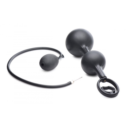 Master Series Devils Rattle Inflatable Silicone Anal Plug With Cock And Ball Ring Sex Toys At 8169