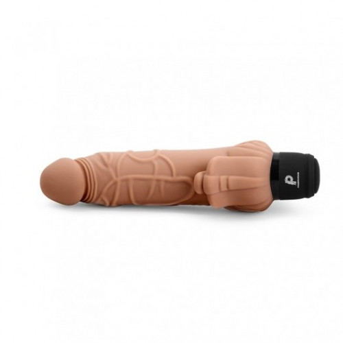 Powercocks 7" Realistic Vibrator With Clitoral Stimulator - Mocha 4 Product Image