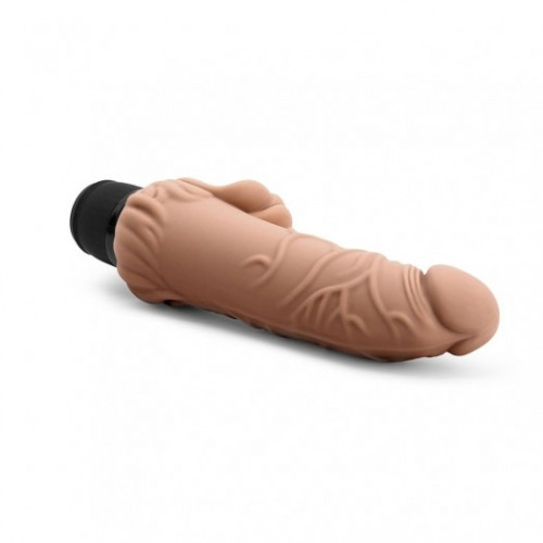 Powercocks 7" Realistic Vibrator With Clitoral Stimulator - Mocha 5 Product Image
