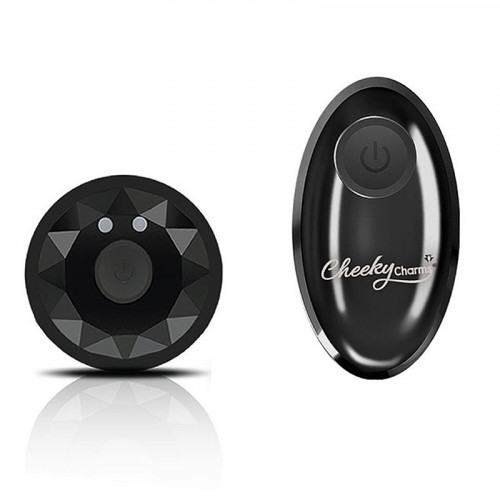 Cheeky Charms Medium Rechargeable Vibrating Metal Butt Plug with Remote Control - Gunmetal 4 Product Image