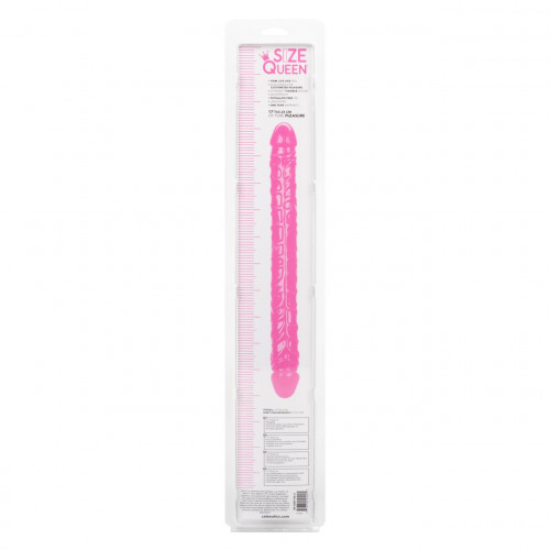 Size Queen 17" Double Ended Veined Dildo - Pink 7 Product Image