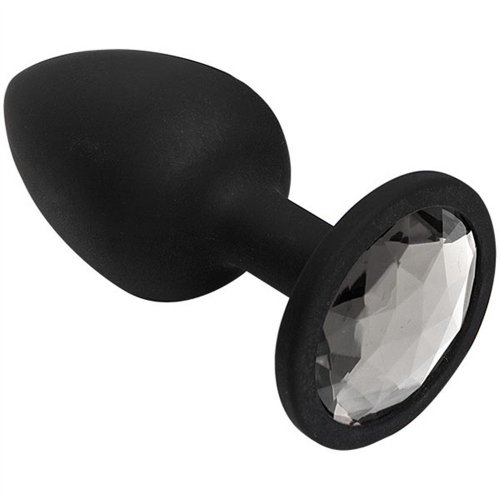 Booty Bling Jeweled Silicone Plug - Silver - Small Product Image