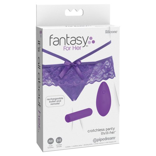 Fantasy For Her Crotchless Panty Thrill Her - Purple Product Image