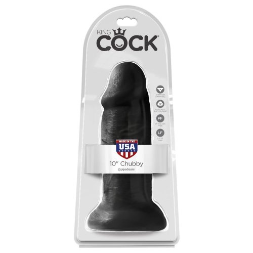 King Cock 10" Non Vibrating Chubby Dildo - Black  Product Image