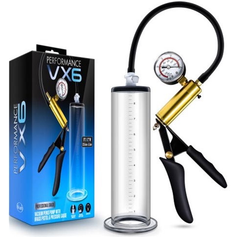 Performance VX6 Vacuum Penis Pump With Brass Pistol & Pressure Gauge - Clear Product Image