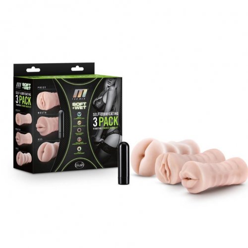 M for Men - 3-Pack Self-Lubricating Vibrating Stroker Kit - Vanilla Product Image
