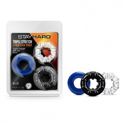 Stay Hard: Triple Stretch Cock Rings - 3 Pack Product Image