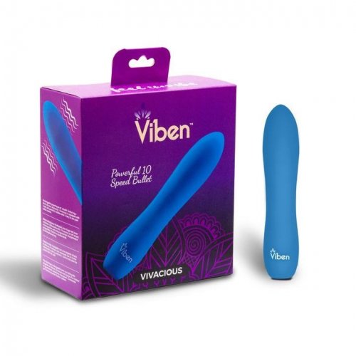 Viben Vivacious 10 Function Rumble Motor Rechargeable Bullet - Ocean Blue Product Image