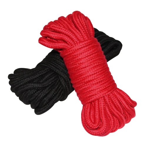 Bizarre Leather Shibari Bondage Rope 2 Pack - Black & Red Product Image