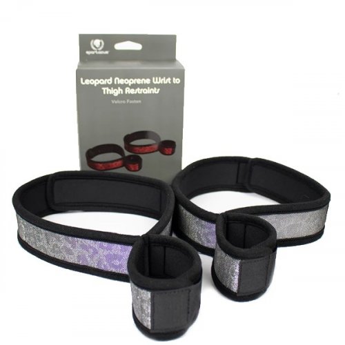 Spartacus Wrist to Thigh Neoprene Cuffs - Black & Silver Product Image