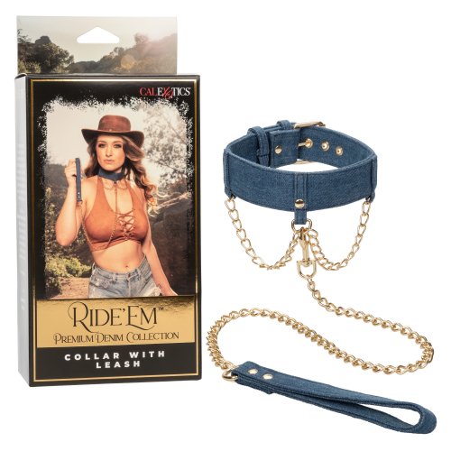 Ride 'Em Premium Denim Collection Collar with Leash Product Image