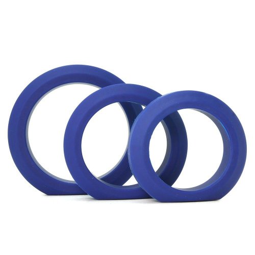 Tom Of Finland 3 Piece Silicone Cock Ring Set Blue Sex Toys And Adult