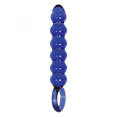 Adam And Eve Cobalt Beaded Glass Dildo Blue Sex Toys At Adult Empire 