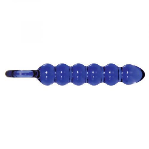 Adam And Eve Cobalt Beaded Glass Dildo Blue Sex Toys