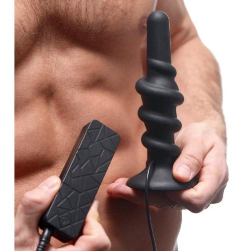 Coiled Silicone Swirl Vibrating Anal Plug With Remote Black Sex Toys At Adult Empire 