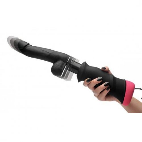 Lovebotz Mega Pounder Hand Held Thrusting Silicone Dildo Black Sex Toys At Adult Empire