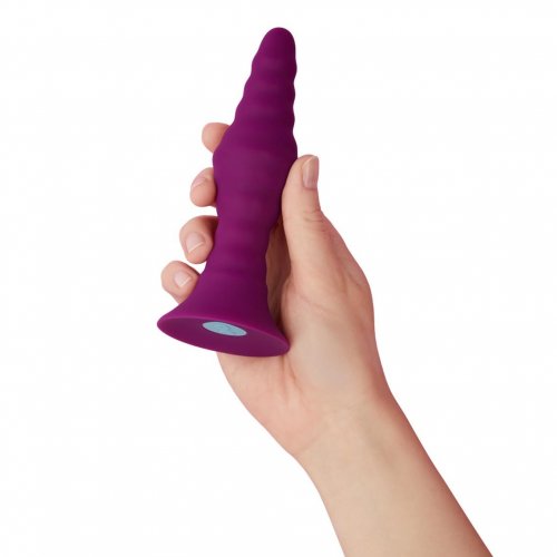 Pyra Large Remote Control 10 Function Rechargeable Ribbed Silicone Butt Plug With Turbo Boost