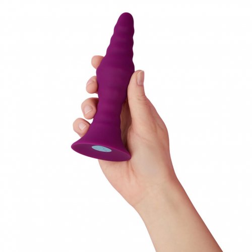 Pyra Large Remote Control 10 Function Rechargeable Ribbed Silicone Butt Plug With Turbo Boost 