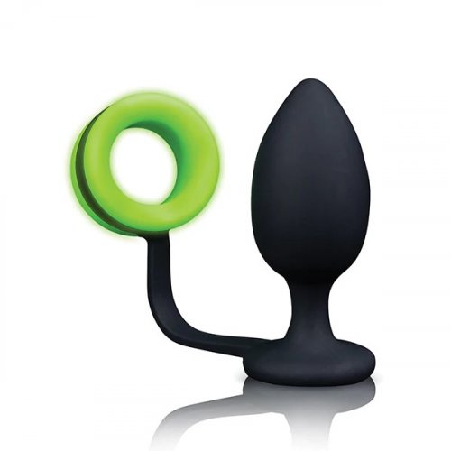 Shots Ouch Classic Butt Plug With Thick Detachable Cock Ring Glow In