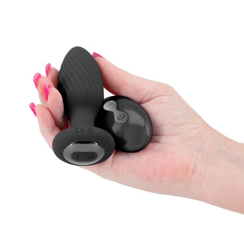 Renegade Alpine Remote Control Gyrating Textured Butt Plug Black Sex Toys And Adult Novelties