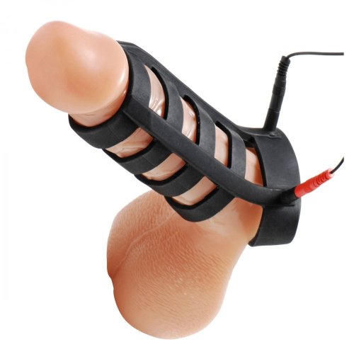 Zeus Silicone Power Cage E Stim Cock And Ball Sheath Black Sex Toys At Adult Empire 5002