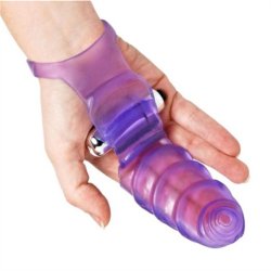 Double Finger Banger Vibrating G-Spot Glove - Purple Product Image