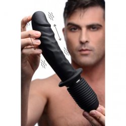 Power Pounder Vibrating and Thrusting Silicone Dildo - Black Product Image