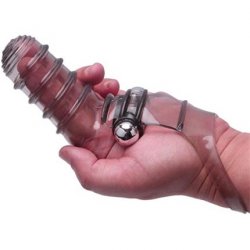 The 9's Vibrofinger Ribbed Finger Massager - Grey Product Image