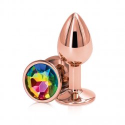 Rear Assets Rose Gold Rainbow Butt Plug - Small Product Image