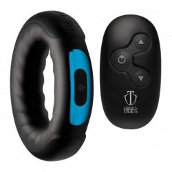 Trinity Vibes Remote Control 7x Rechargeable Silicone Cock Ring - Black Product Image