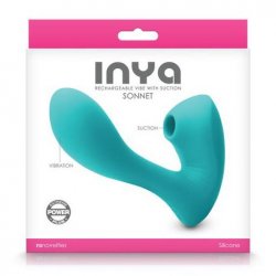 Inya Sonnet Rechargeable Silicone Vibe with Suction - Teal Product Image
