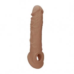 Shots RealRock Penis Sleeve 8" - Tan Product Image