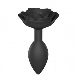 Open Roses Black Onyx Silicone Anal Plug - Large Product Image