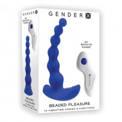 Gender X Beaded Pleasure Vibrating Beads with Remote - Blue Product Image