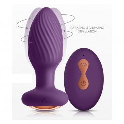 Inya Alpine Remote Control Gyrating Textured Butt Plug - Purple Product Image