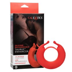 Silicone Rechargeable Taurus Enhancer with Flickering Dual Teasers - Red Product Image
