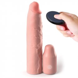 Fantasy X-tensions Elite Remote Controlled 9" Mega Vibrating Silicone Sleeve with 3" Plug - Light Product Image