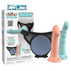 Pipedream Dillio Platinum Fantasy Kit with 6" and 7" Silicone Dildos and Body Dock Harness Product Image