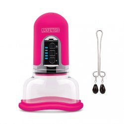 Lux Fetish Rechargeable 4-Function Auto Pussy Pump With Clit Clamp Product Image