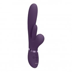 Shots Vive Kura Thrusting G-spot Flapping Shaft Vibe with Pulse Wave Clit Stimulator - Purple Product Image