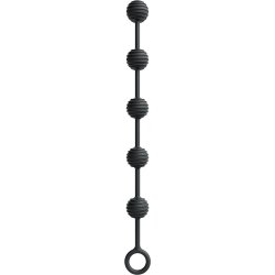 The 9's S Drops Silicone Ribbed Anal Beads - Black Product Image