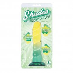 Shades 7.5" Swirl Suction Cup Dildo - Yellow/Mint Product Image