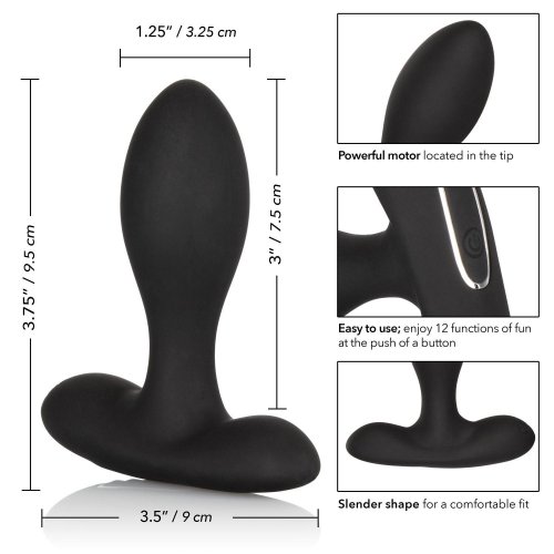 Eclipse Slender Probe Waterproof Rechargeable Anal Vibrator Black