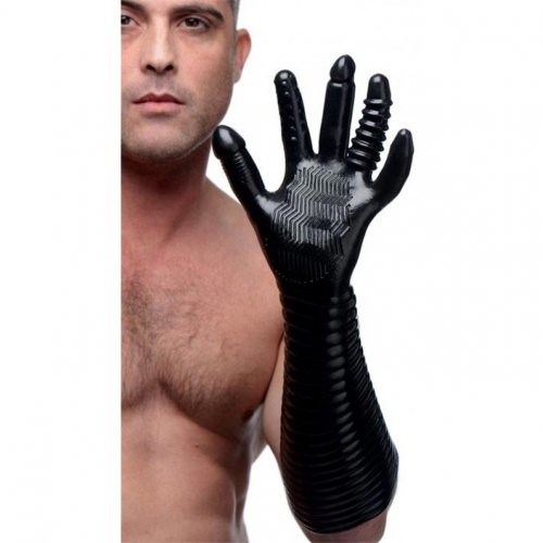 Extra Long Textured Fisting Glove Black Sex Toys